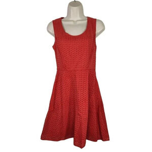 Max Studio MSSP A-line Dress Fit & Flare Size XS Orange-Brown Sleeveless Eyelet